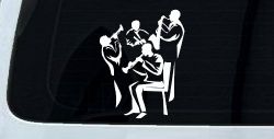 Band Playing Line Art Music Car or Truck Window Decal Sticker