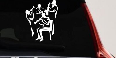 Band Playing Music Car Decal - Line Art Vinyl Sticker for Trucks Windows