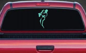 Jazz Man With Saxophone Music Car or Truck Window Decal Sticker (Mint)