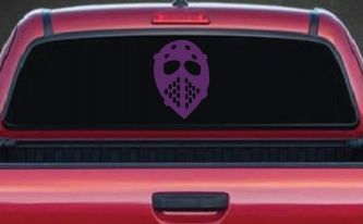 Hockey Mask Sports Car or Truck Window Decal Sticker (Violet)