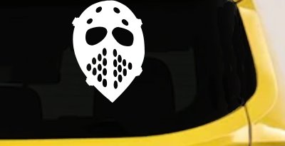 Hockey Mask Decal for Car Truck Window Vinyl Sticker (White)