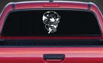 Bloody Zombie Head Funny Car or Truck Window Decal Sticker