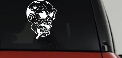 Bloody Zombie Head Decal for Car Truck Window Funny Vinyl Sticker