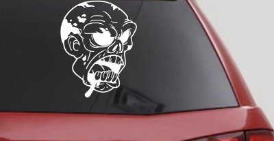 Bloody Zombie Head Decal for Car Truck Window Funny Vinyl Sticker
