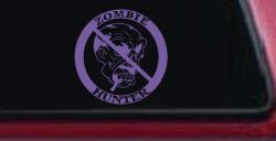 Zombie Hunter Funny Car or Truck Window Decal Sticker (Purple)
