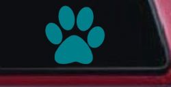 Dog or Cat Paw Sports or Animals Car or Truck Window Decal Sticker (Turquoise Blue)