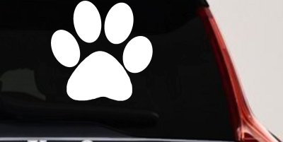 Dog Cat Paw Print Car Truck Window Decal Sticker - Animal Sports Vinyl (White)