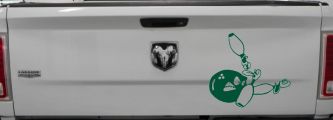 Funny Bowling Ball and Pins Sports Car or Truck Window Decal Sticker (Dark Green)