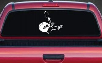 Funny Bowling Ball and Pins Sports Car or Truck Window Decal Sticker (White)