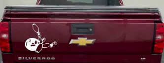 Funny Bowling Ball and Pins Sports Car or Truck Window Decal Sticker (White)