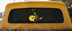 Funny Bowling Ball and Pins Sports Car or Truck Window Decal Sticker (Yellow)