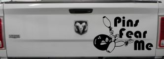 Pins Fear Me Bowling Car or Truck Window Decal Sticker (Black)