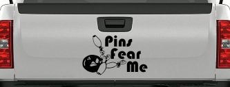 Pins Fear Me Bowling Car or Truck Window Decal Sticker (Matte Black)