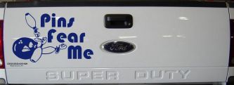 Pins Fear Me Bowling Car or Truck Window Decal Sticker (Navy)