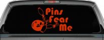 Pins Fear Me Bowling Decal for Car Truck Window Vinyl Sticker (Orange Red)
