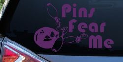 Pins Fear Me Bowling Decal for Car Truck Window Vinyl Sticker (Violet)