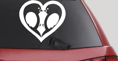 Lovebirds Kissing Heart Decal - Car Truck Window Vinyl Sticker