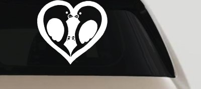 Lovebirds Kissing Heart Decal - Car Truck Window Vinyl Sticker