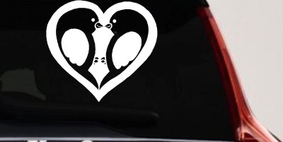 Lovebirds Kissing Heart Decal - Car Truck Window Vinyl Sticker