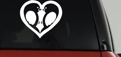 Lovebirds Kissing Heart Decal - Car Truck Window Vinyl Sticker