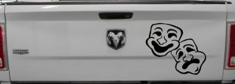 Drama Theater Masks Car or Truck Window Decal Sticker (Black)