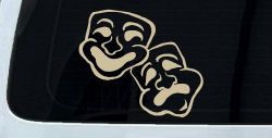 Drama Theater Masks Car or Truck Window Decal Sticker (Desert Sand)
