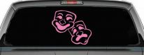 Drama Theater Masks Car Truck Window Vinyl Decal Sticker (Pink)