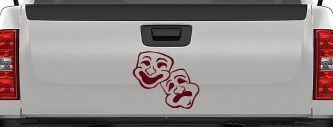 Drama Theater Masks Car or Truck Window Decal Sticker (Purple Red)