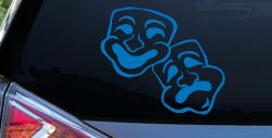 Drama Theater Masks Car or Truck Window Decal Sticker (Sky Blue)