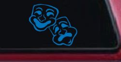 Drama Theater Masks Car or Truck Window Decal Sticker (Sky Blue)