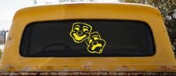 Drama Theater Masks Car Truck Window Vinyl Decal Sticker (Yellow)