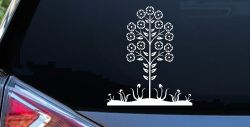 Flower Stalk Big Blooms And Vines Car or Truck Window Decal Sticker