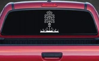 Flower Stalk Big Blooms And Vines Car or Truck Window Decal Sticker