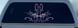 Swirl Flower Accent And Vines Car or Truck Window Decal Sticker (Lilac)