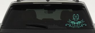 Swirl Flower Accent And Vines Car or Truck Window Decal Sticker (Mint)