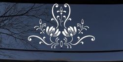 Swirl Flower Accent And Vines Car or Truck Window Decal Sticker