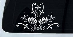 Swirl Flower Accent And Vines Car or Truck Window Decal Sticker