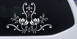 Swirl Flower Accent And Vines Car or Truck Window Decal Sticker