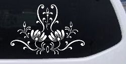 Swirl Flower Accent And Vines Car or Truck Window Decal Sticker