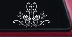 Swirl Flower Accent And Vines Car or Truck Window Decal Sticker