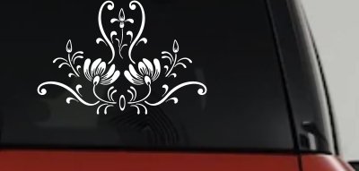 Swirl Flower and Vines Car Truck Window Decal Vinyl Sticker Accent