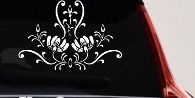 Swirl Flower and Vines Car Truck Window Decal Vinyl Sticker Accent