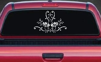 Swirl Flower Accent And Vines Car or Truck Window Decal Sticker