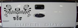 Flowers Swirl And Vines Car or Truck Window Decal Sticker (Black)