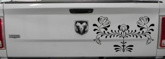 Flowers Swirl And Vines Car or Truck Window Decal Sticker (Black)