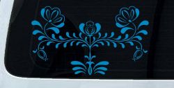 Flowers Swirl And Vines Car or Truck Window Decal Sticker (Blue)