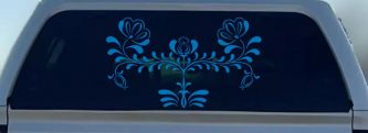 Flowers Swirl And Vines Car or Truck Window Decal Sticker (Sky Blue)