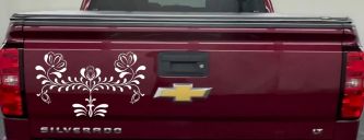 Flowers Swirl And Vines Car or Truck Window Decal Sticker (White)