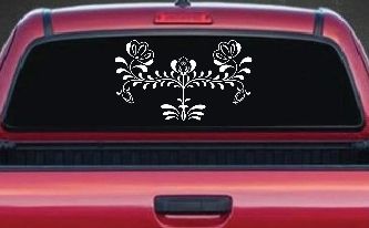 Flowers Swirl And Vines Car or Truck Window Decal Sticker