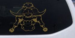 Mean Bad Bull Western Farm Ranch Car or Truck Window Decal Sticker (Gold)